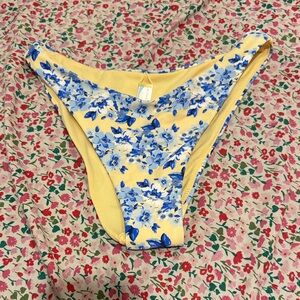 Altar'd State Yellow and Blue Floral Bikini Bottom
